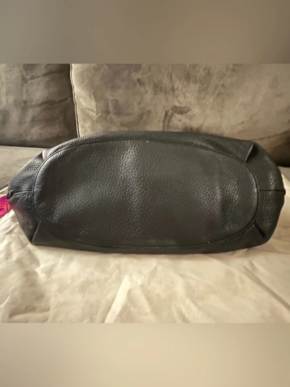 TORY BURCH Marion Whipstitch Hobo Bag Black Pebbled Leather w/ Dust Bag